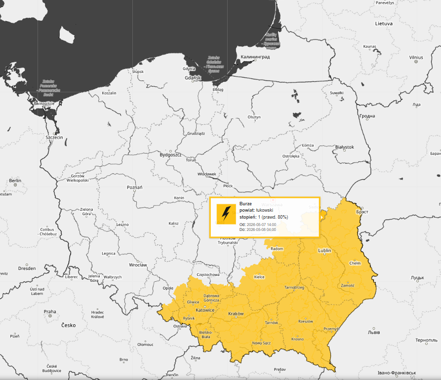 burze w Polsce, ostrzeżenia IMGW