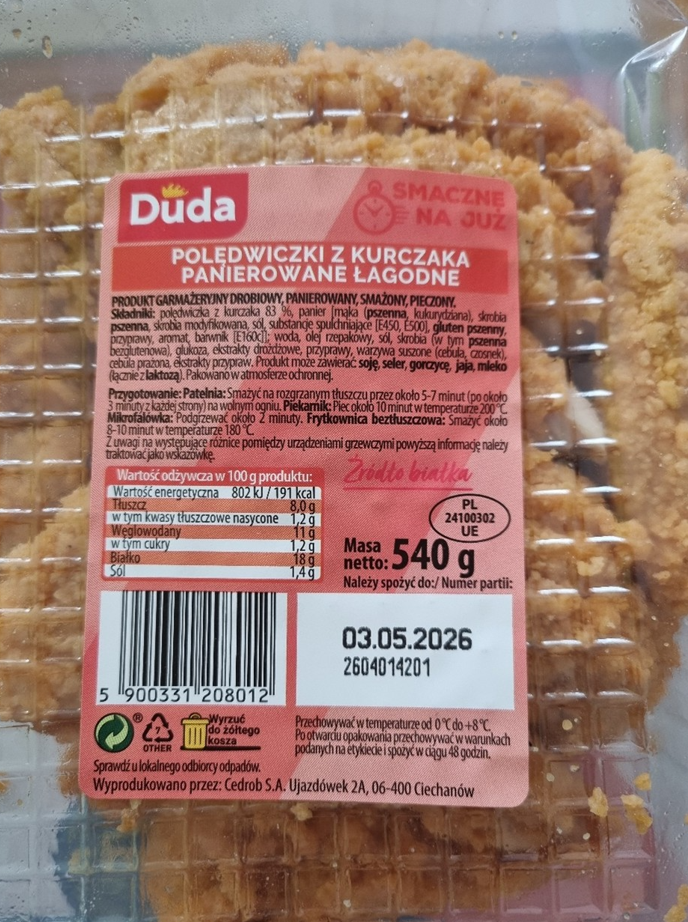 GIS wycofuje panierowane polędwiczki z kurczaka