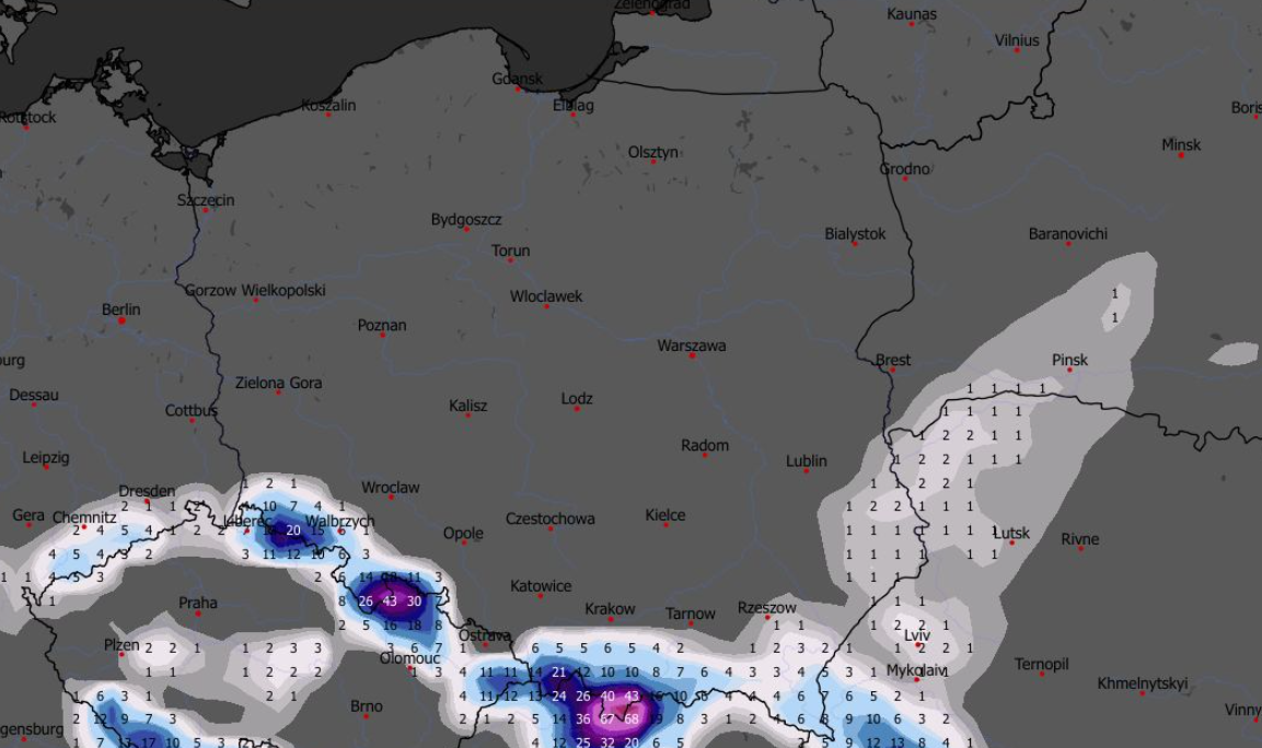 Grubość pokrywy śnieżnej 30.03