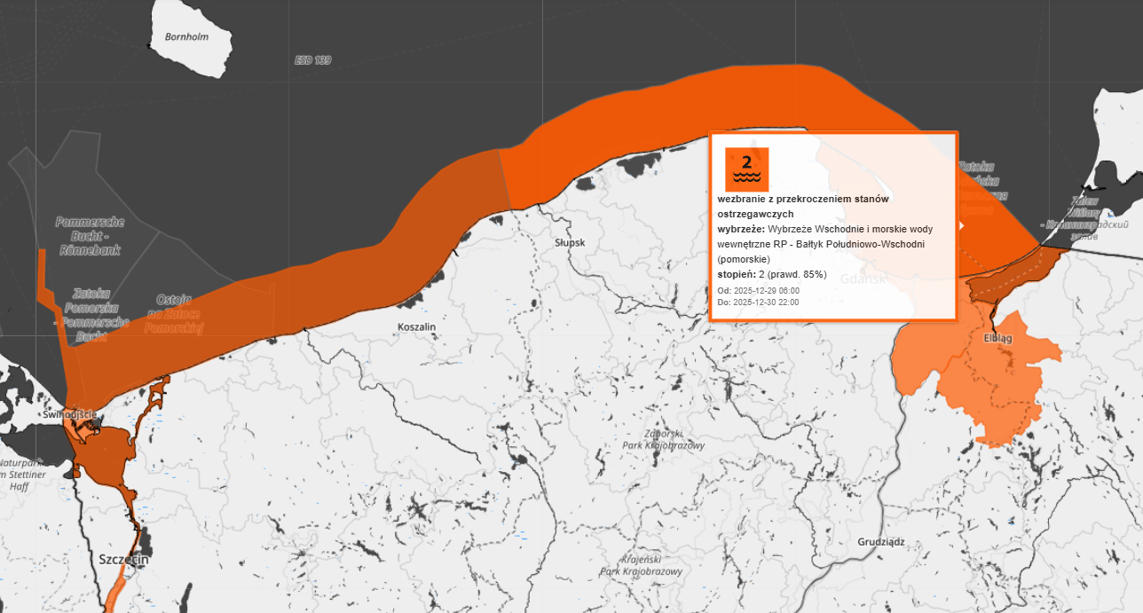 IMGW, ostrzeżenia hydrologiczne nad Bałtykiem