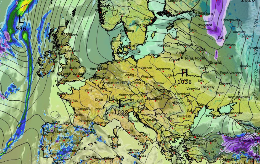 Intensywność opadów, zachmurzenie, temperatura i ciśnienie 08.03