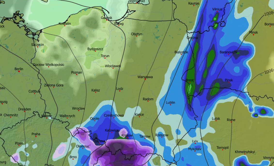 Natężenie opadów, zachmurzenie, temperatura i ciśnienie 31.03