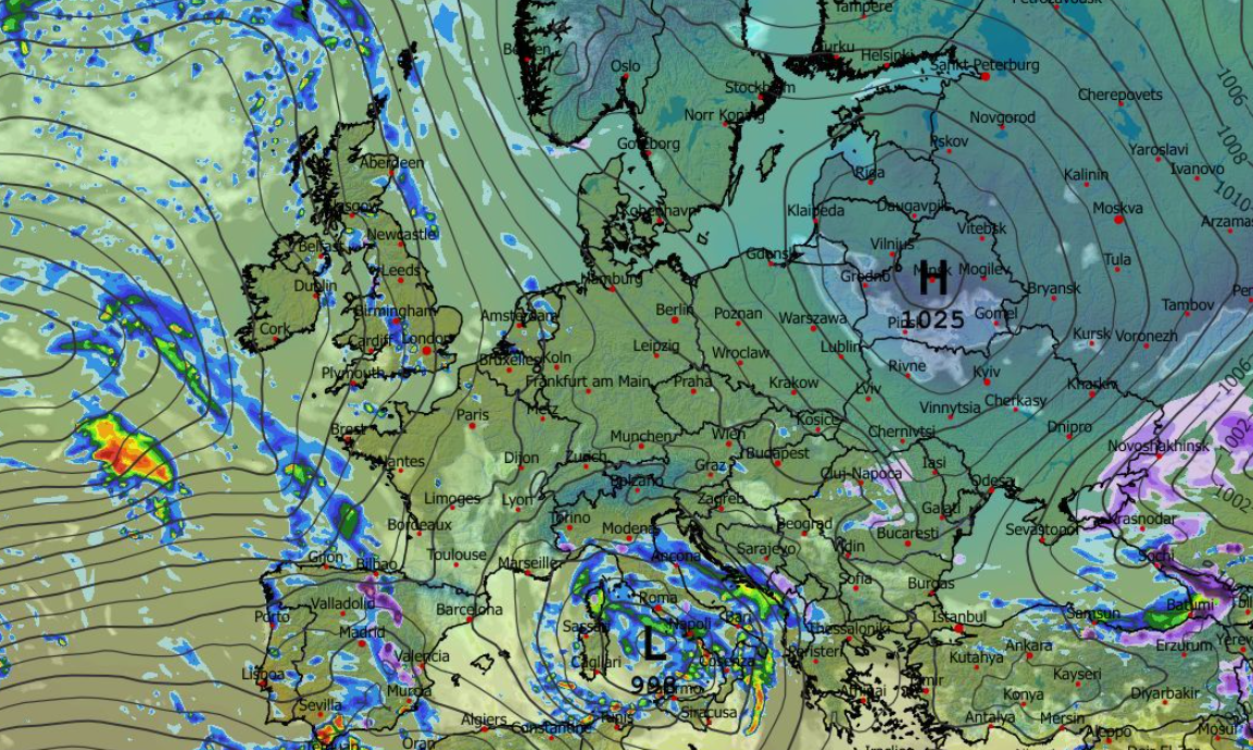Opady, zachmurzenie, temperatura i ciśnienie 09.02
