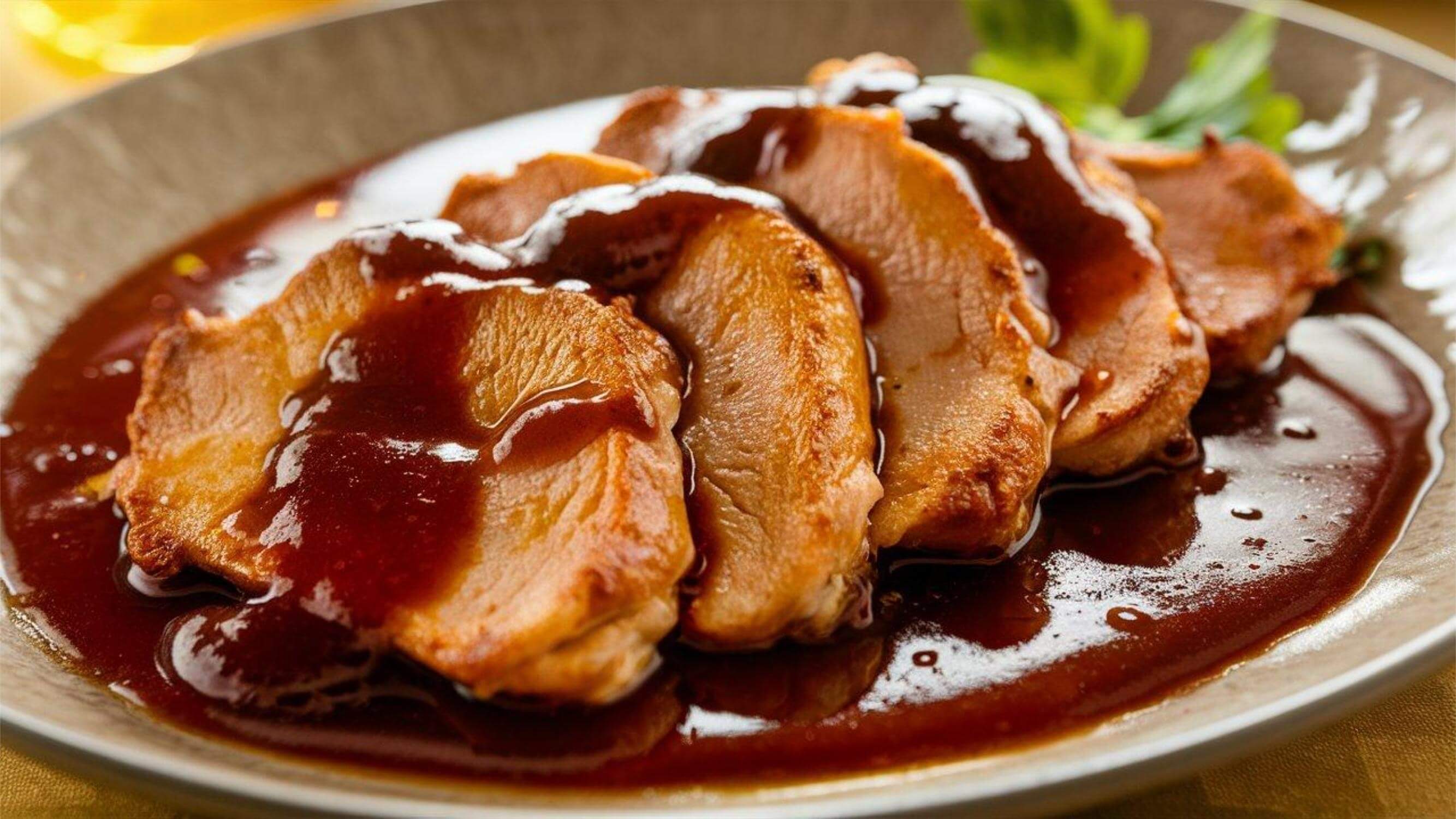 plastry cielęciny ugotowane w smakowym sosie winnym Marsala