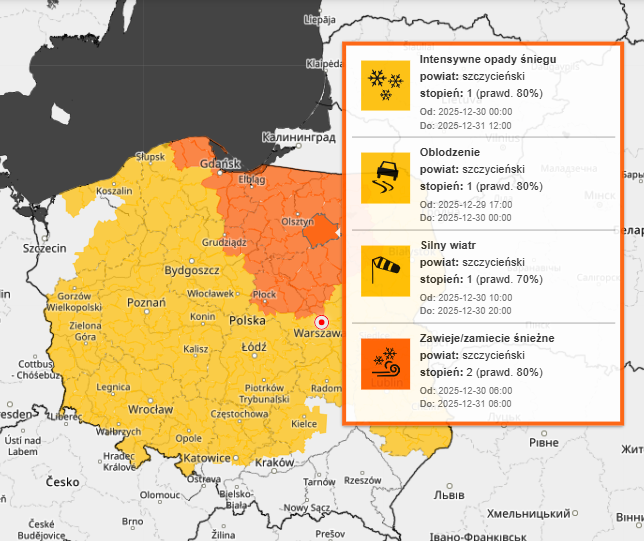 pogoda w Polsce, ostrzeżenia IMGW