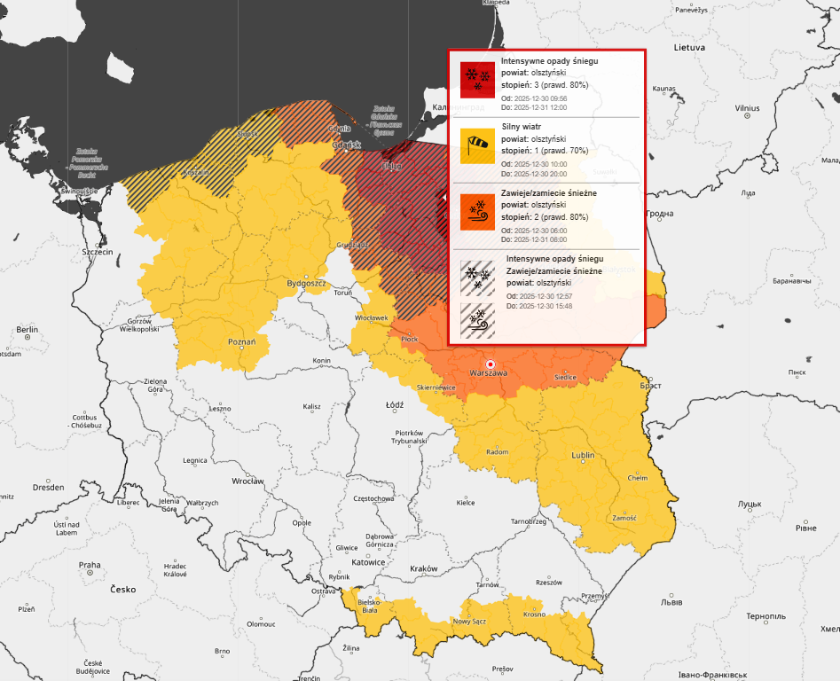 pogoda w Polsce, ostrzeżenia IMGW