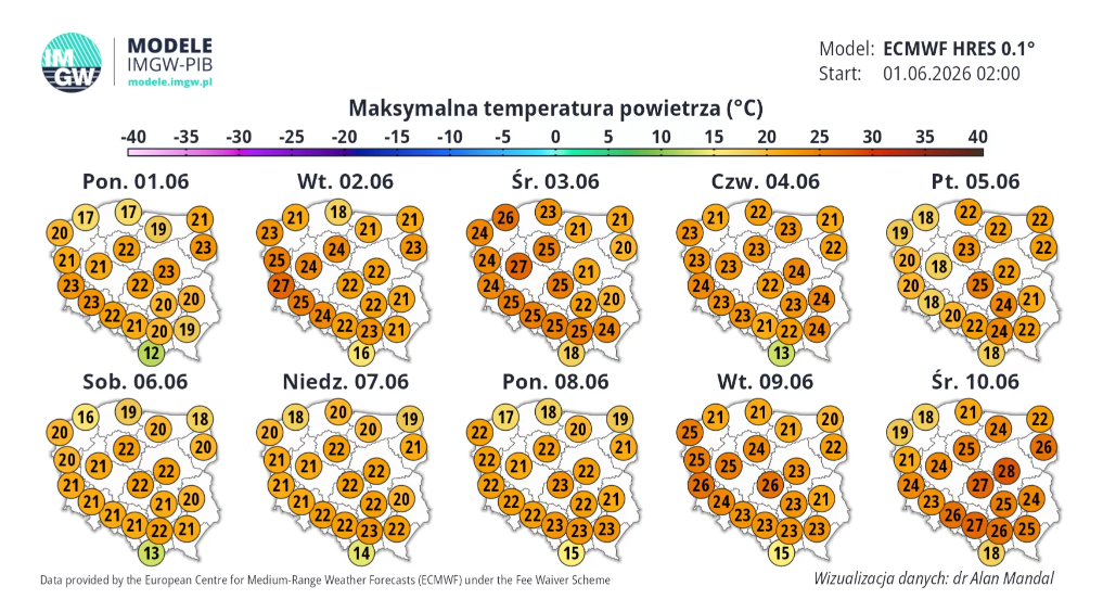 prognoza pogody na Boże Ciało, IMGW