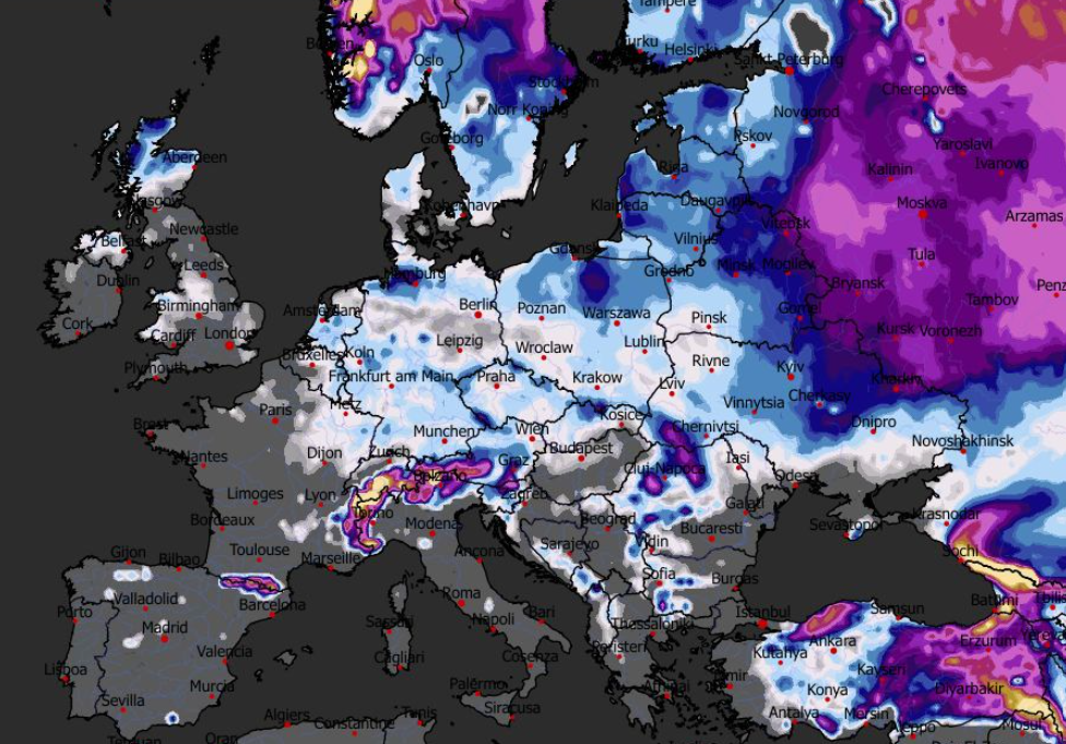 Prognozowana grubość pokrywy śnieżnej 03.01