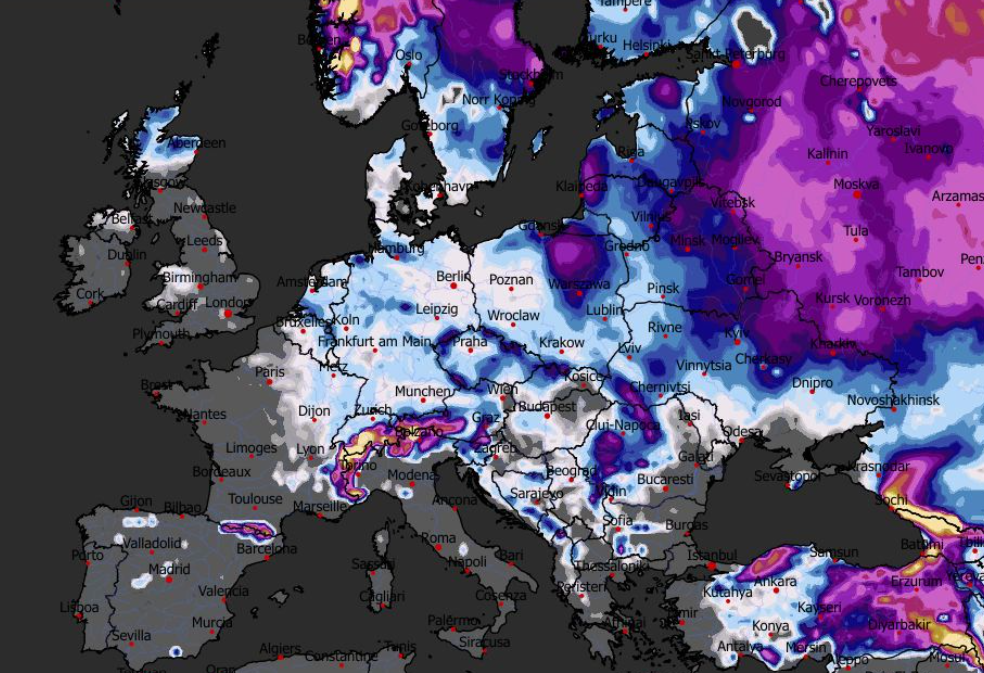 Prognozowana grubość pokrywy śnieżnej 03.01