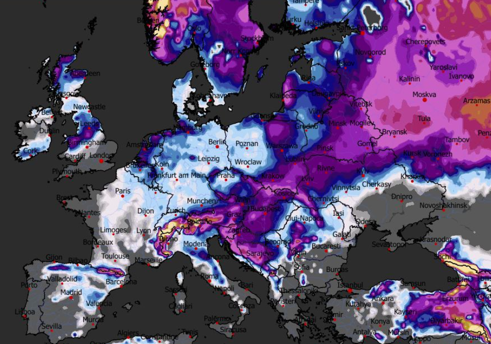 Prognozowana grubość pokrywy śnieżnej 09.01