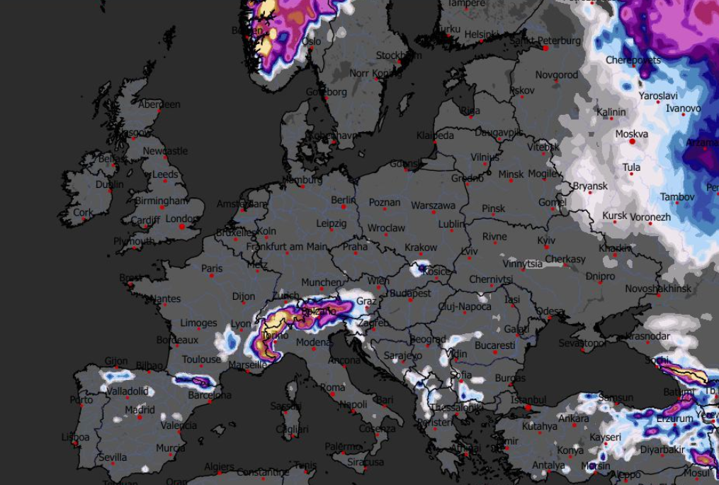 Prognozowana grubość pokrywy śnieżnej 24.12
