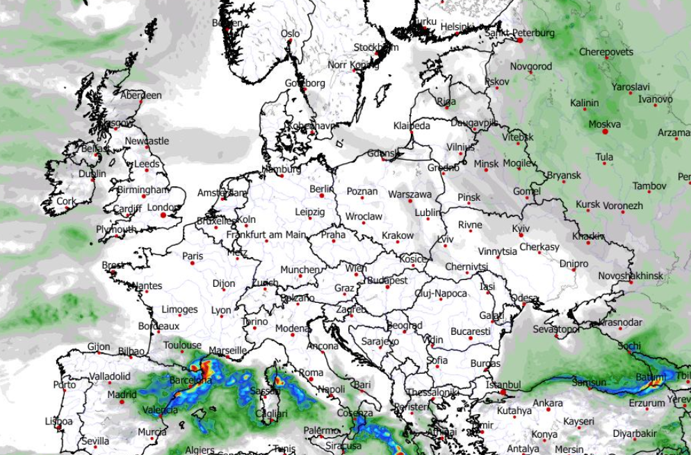 Prognozowane opady w ciągu 24 h 30.12