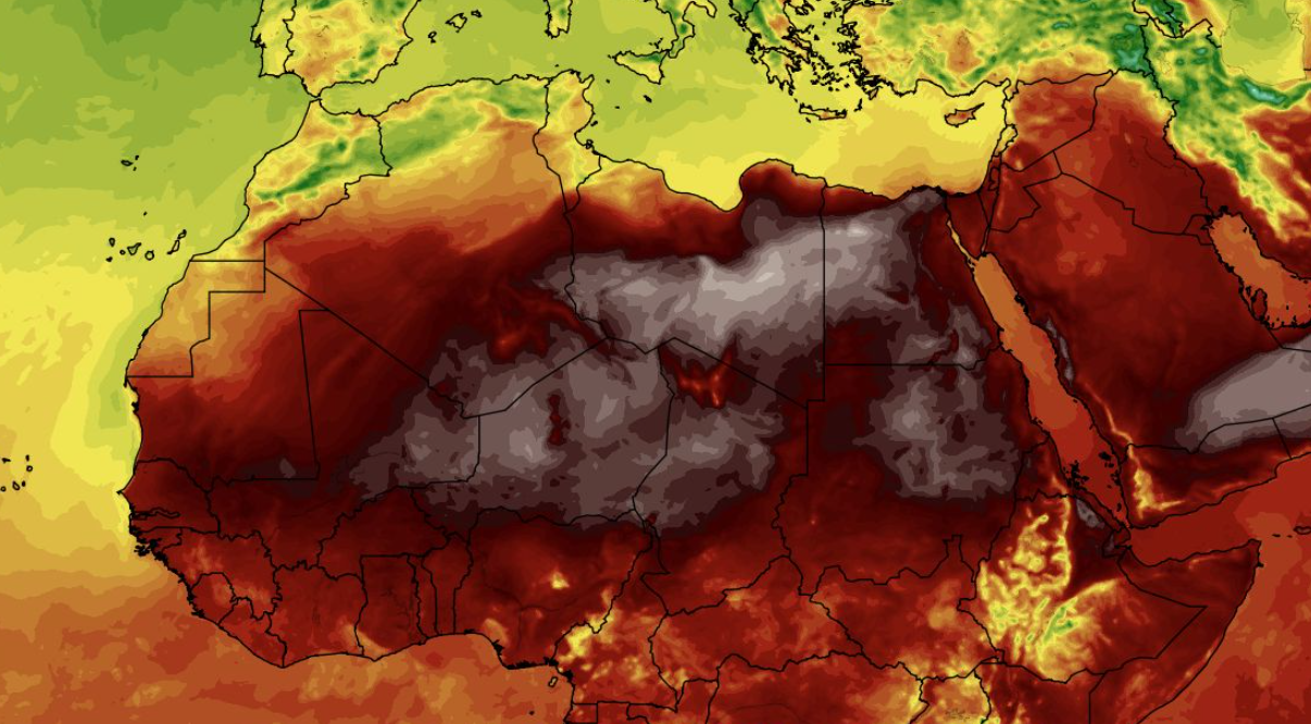 Temperatura w Afryce mierzona na wysokości 2 m nad powierzchnią gruntu 17.05