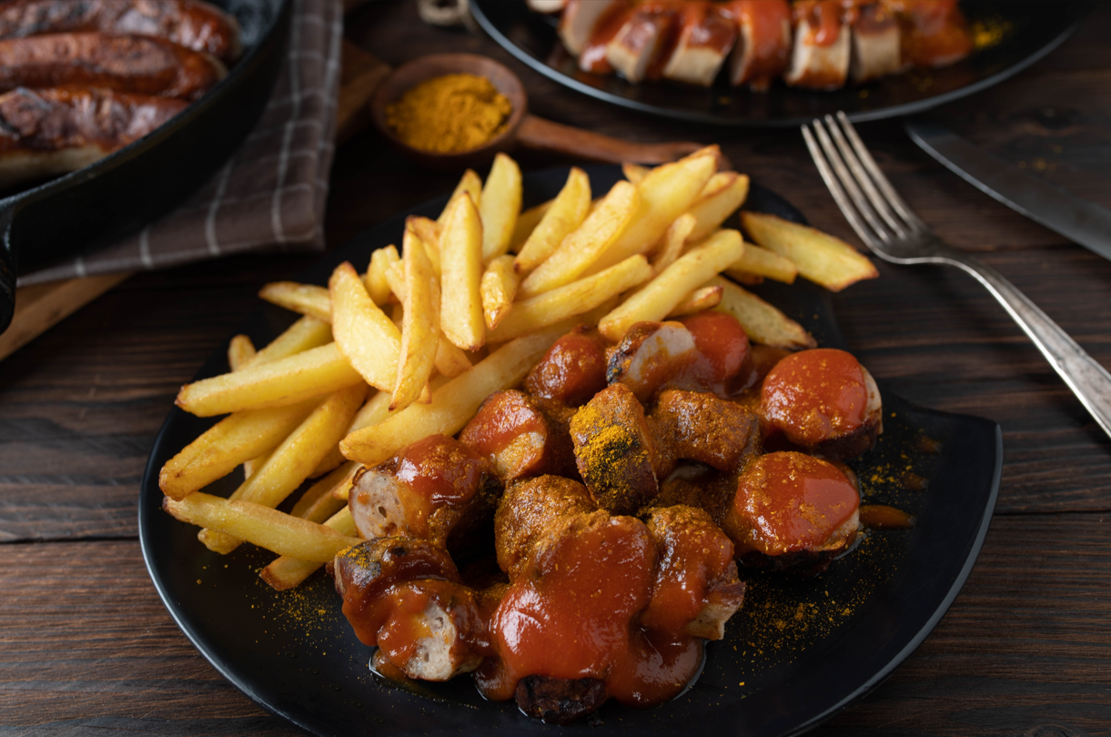 tradycyjny niemiecki currywurst